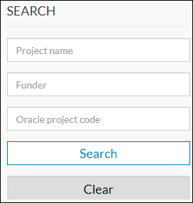 display of a search box to find a n individual project